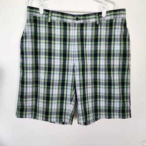 Brooks Brothers Men's Blue & Green Plaid Golf Shorts, 36 Inch Waist, 100% Cotton